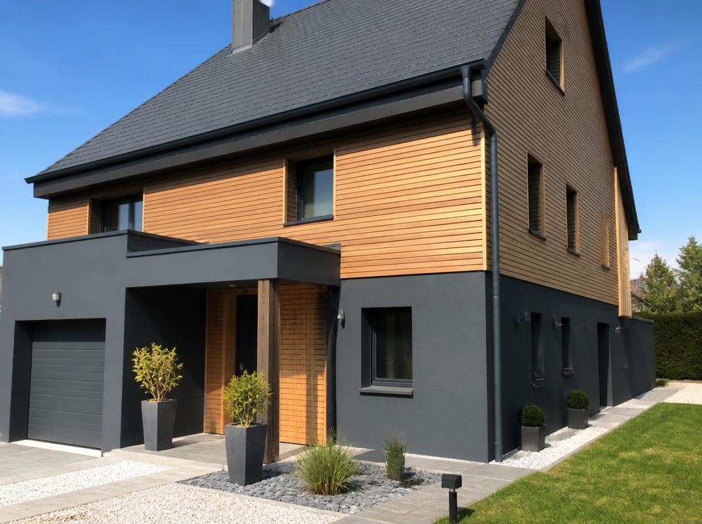 Façade après isolation thermique extérieure à Pontarlier